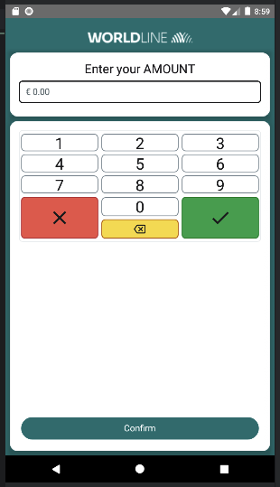 Screenshot of Terminal API Capture Data Screen - amount capture form