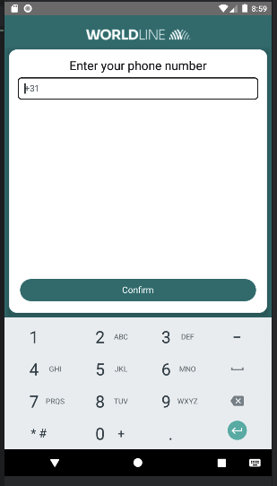 Screenshot of Terminal API Capture Data Screen - phone number capture form