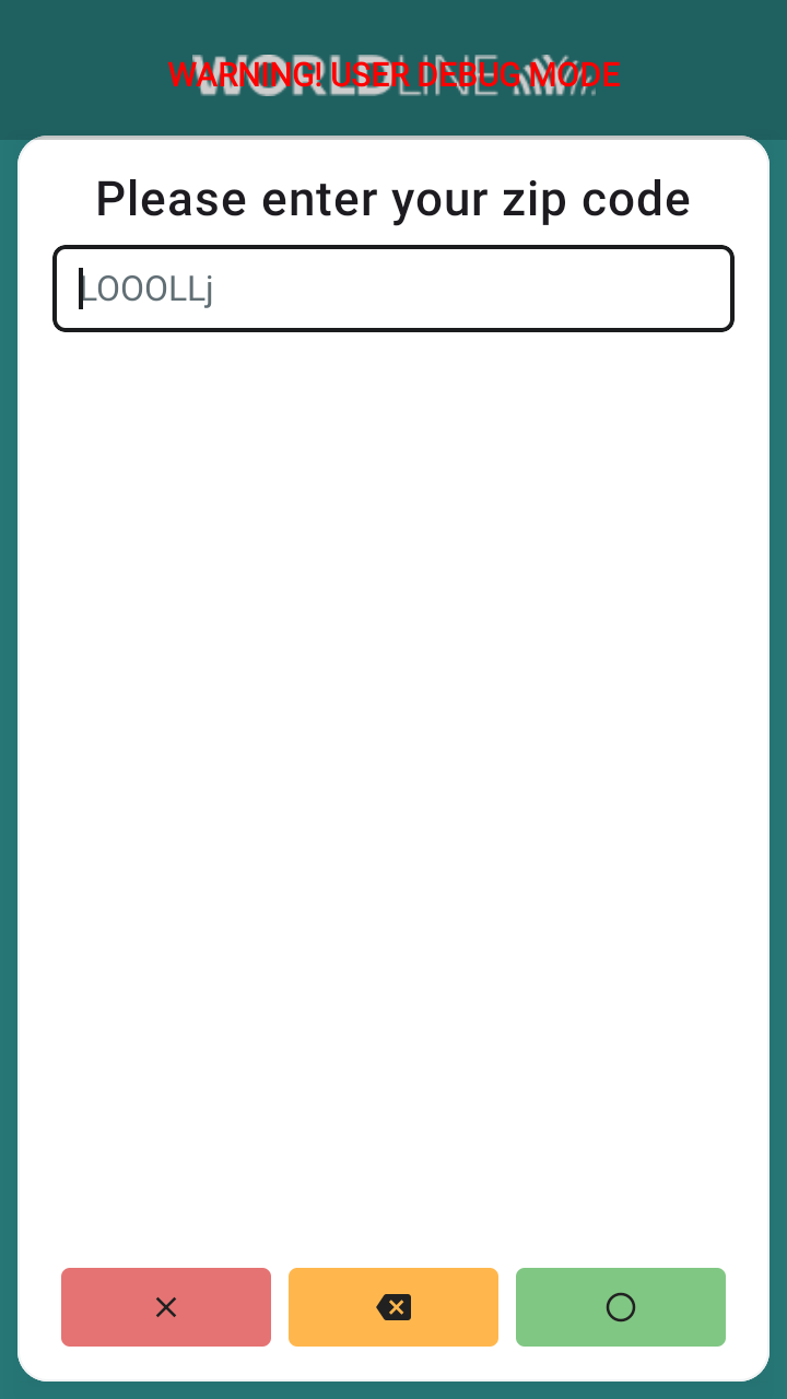 Screenshot of Terminal API Capture Data Screen - ZIP code capture form