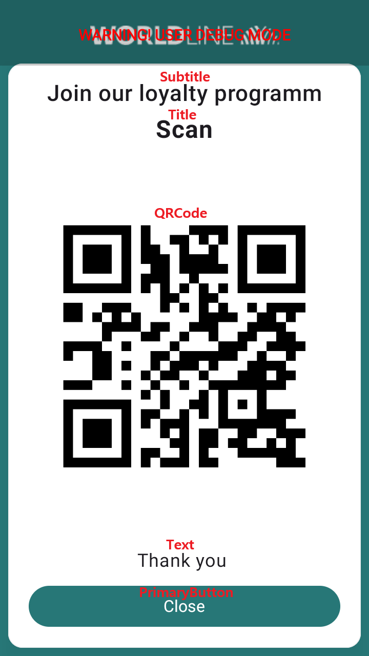 Screenshot of Terminal API QR code screen